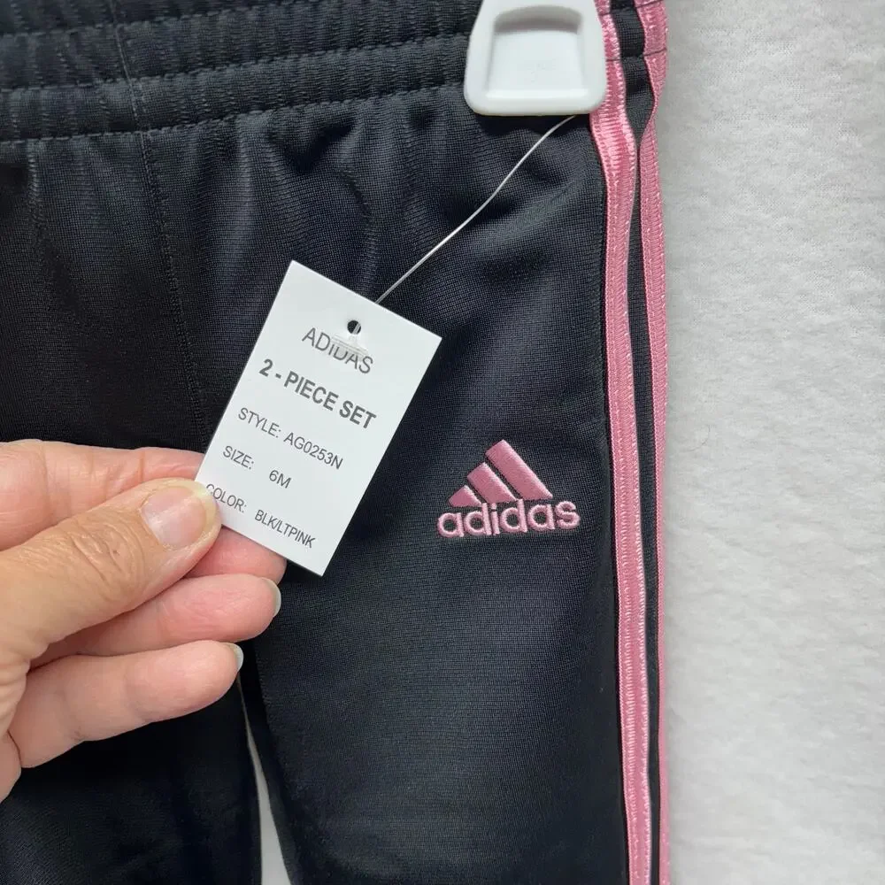 Adidas Baby Track Suit - 6 Months - Black and Pink‎